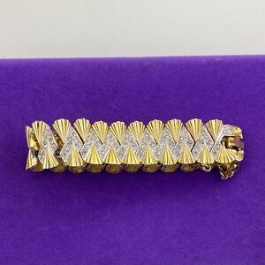 💛 Vintage Boucher Gold Plated Crystal Bracelet | Textured Statement Designer
